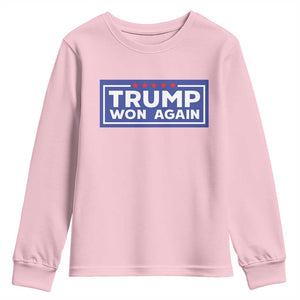 Trump Won Again 2024 Youth Sweatshirt TS09 Light Pink Print Your Wear