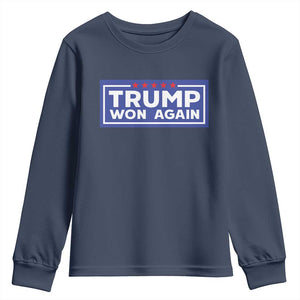 Trump Won Again 2024 Youth Sweatshirt TS09 Navy Print Your Wear