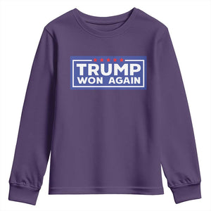 Trump Won Again 2024 Youth Sweatshirt TS09 Purple Print Your Wear