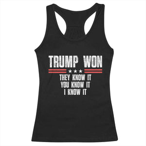 Trump Won 2024 Racerback Tank Top They Know It I Know It You Know It TS09 Black Print Your Wear