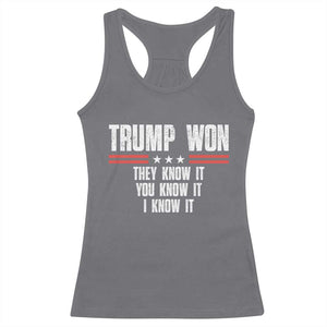 Trump Won 2024 Racerback Tank Top They Know It I Know It You Know It TS09 Charcoal Print Your Wear
