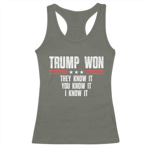 Trump Won 2024 Racerback Tank Top They Know It I Know It You Know It TS09 Military Green Print Your Wear