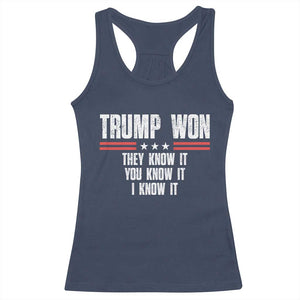 Trump Won 2024 Racerback Tank Top They Know It I Know It You Know It TS09 Navy Print Your Wear