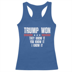 Trump Won 2024 Racerback Tank Top They Know It I Know It You Know It TS09 Royal Blue Print Your Wear