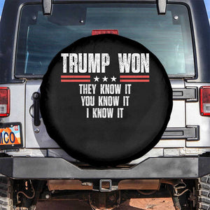 Trump Won 2024 Spare Tire Cover They Know It I Know It You Know It TS09 No hole Black Print Your Wear