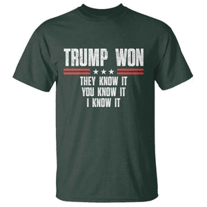 Trump Won 2024 T Shirt They Know It I Know It You Know It TS09 Dark Forest Green Print Your Wear