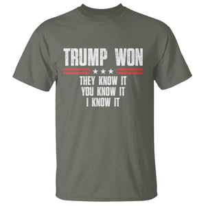 Trump Won 2024 T Shirt They Know It I Know It You Know It TS09 Military Green Print Your Wear