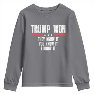 Trump Won 2024 Youth Sweatshirt They Know It I Know It You Know It TS09 Charcoal Print Your Wear