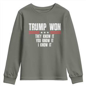 Trump Won 2024 Youth Sweatshirt They Know It I Know It You Know It TS09 Military Green Print Your Wear