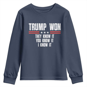 Trump Won 2024 Youth Sweatshirt They Know It I Know It You Know It TS09 Navy Print Your Wear