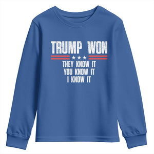 Trump Won 2024 Youth Sweatshirt They Know It I Know It You Know It TS09 Royal Blue Print Your Wear