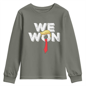 Funny Trump Won 2024 Youth Sweatshirt 47th President American Patriotic TS09 Military Green Print Your Wear