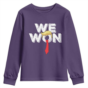 Funny Trump Won 2024 Youth Sweatshirt 47th President American Patriotic TS09 Purple Print Your Wear