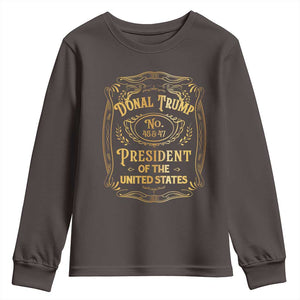 Trump 2024 Youth Sweatshirt Old No.45 47 US President Whiskey TS09 Dark Chocolate Print Your Wear