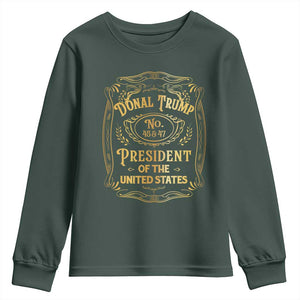 Trump 2024 Youth Sweatshirt Old No.45 47 US President Whiskey TS09 Dark Forest Green Print Your Wear
