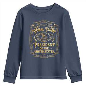 Trump 2024 Youth Sweatshirt Old No.45 47 US President Whiskey TS09 Navy Print Your Wear