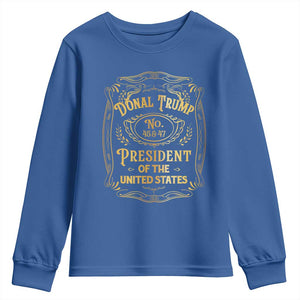 Trump 2024 Youth Sweatshirt Old No.45 47 US President Whiskey TS09 Royal Blue Print Your Wear