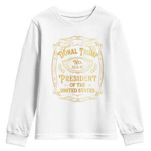 Trump 2024 Youth Sweatshirt Old No.45 47 US President Whiskey TS09 White Print Your Wear