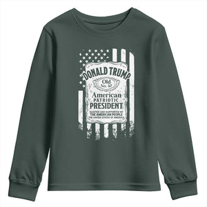 Trump 2024 Youth Sweatshirt Old No.47 American Patriotic President TS09 Dark Forest Green Print Your Wear