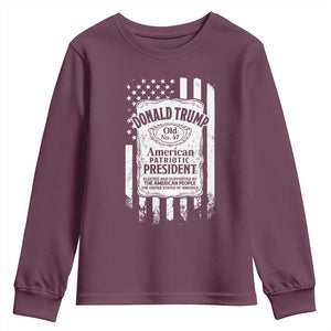 Trump 2024 Youth Sweatshirt Old No.47 American Patriotic President TS09 Maroon Print Your Wear