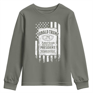 Trump 2024 Youth Sweatshirt Old No.47 American Patriotic President TS09 Military Green Print Your Wear