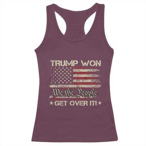 Trump Won 2024 Racerback Tank Top Get Over It American Flag We The People Patriotic TS09 Maroon Print Your Wear