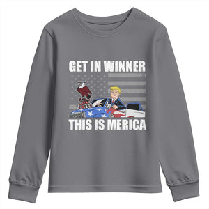 Funny Trump Won 2024 Youth Sweatshirt Get In Winner This Is Merica TS09 Charcoal Print Your Wear