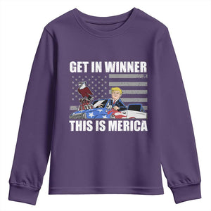 Funny Trump Won 2024 Youth Sweatshirt Get In Winner This Is Merica TS09 Purple Print Your Wear