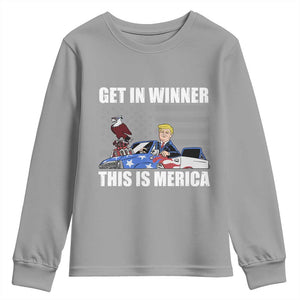 Funny Trump Won 2024 Youth Sweatshirt Get In Winner This Is Merica TS09 Sport Gray Print Your Wear