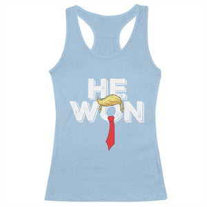 Funny Trump Won 2024 Racerback Tank Top He Won 47th President American Patriotic TS09 Light Blue Print Your Wear