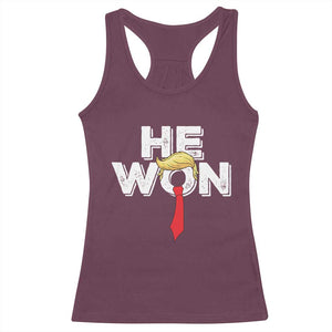 Funny Trump Won 2024 Racerback Tank Top He Won 47th President American Patriotic TS09 Maroon Print Your Wear