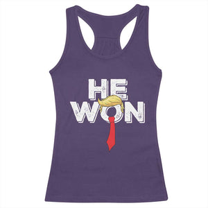 Funny Trump Won 2024 Racerback Tank Top He Won 47th President American Patriotic TS09 Purple Print Your Wear
