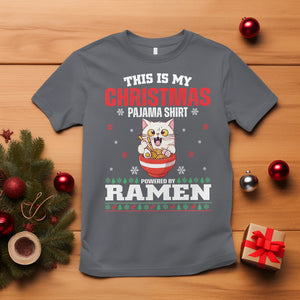 Kawaii Cat Powered By Ramen Christmas Japanese Noodle T Shirt TS09 Charcoal Printyourwear