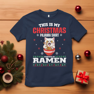 Kawaii Cat Powered By Ramen Christmas Japanese Noodle T Shirt TS09 Navy Printyourwear