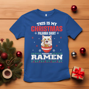 Kawaii Cat Powered By Ramen Christmas Japanese Noodle T Shirt TS09 Royal Blue Printyourwear