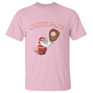 Christmas Baseball T Shirt Funny Santa Playing Baseball Merry Christmas TS09 Light Pink Print Your Wear