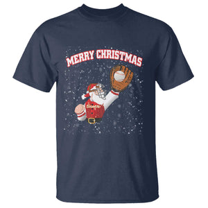 Christmas Baseball T Shirt Funny Santa Playing Baseball Merry Christmas TS09 Navy Print Your Wear