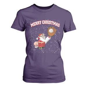 Christmas Baseball T Shirt For Women Funny Santa Playing Baseball Merry Christmas TS09 Purple Print Your Wear