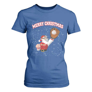 Christmas Baseball T Shirt For Women Funny Santa Playing Baseball Merry Christmas TS09 Royal Blue Print Your Wear