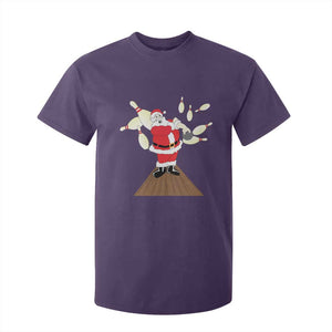Christmas Bowling T Shirt For Kid Funny Santa Playing Bowling Merry Christmas TS09 Purple Print Your Wear