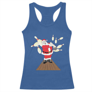 Christmas Bowling Racerback Tank Top Funny Santa Playing Bowling Merry Christmas TS09 Royal Blue Print Your Wear