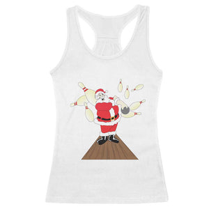 Christmas Bowling Racerback Tank Top Funny Santa Playing Bowling Merry Christmas TS09 White Print Your Wear