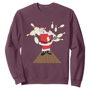 Christmas Bowling Sweatshirt Funny Santa Playing Bowling Merry Christmas TS09 Maroon Print Your Wear