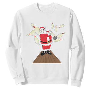 Christmas Bowling Sweatshirt Funny Santa Playing Bowling Merry Christmas TS09 White Print Your Wear