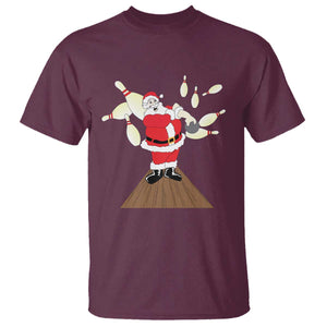 Christmas Bowling T Shirt Funny Santa Playing Bowling Merry Christmas TS09 Maroon Print Your Wear