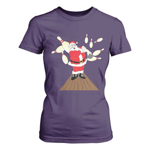 Christmas Bowling T Shirt For Women Funny Santa Playing Bowling Merry Christmas TS09 Purple Print Your Wear