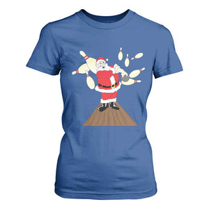 Christmas Bowling T Shirt For Women Funny Santa Playing Bowling Merry Christmas TS09 Royal Blue Print Your Wear