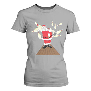 Christmas Bowling T Shirt For Women Funny Santa Playing Bowling Merry Christmas TS09 Sport Gray Print Your Wear