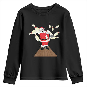 Christmas Bowling Youth Sweatshirt Funny Santa Playing Bowling Merry Christmas TS09 Black Print Your Wear