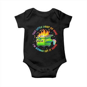 Funny Xmas Dumpster Fire Baby Onesie This Little Light Of Mine Unicorn Rainbow TS09 Black Print Your Wear